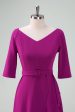 Grape Purple Asymmetrical Cocktail Dress with Half Sleeves Cheap