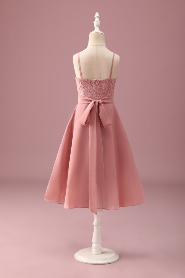 Blush Halter Neck A-Line Chiffon Junior Bridesmaid Dress with Ruffles Supply