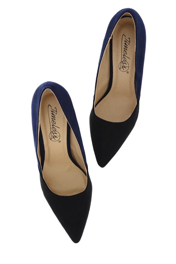 AUBREY Navy Black Suede Pumps Online Sale