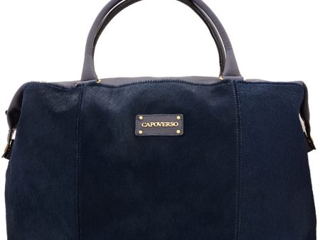 CAPOVERSO CAVALLINO Blue Pony Hair Leather Grab on Sale