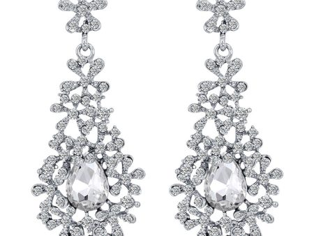 Bridal Wedding White Pendant Flower Earrings Online Sale