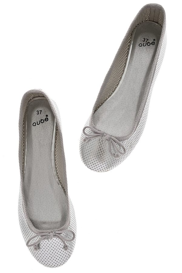 MABLE Silver Perforated Ballerinas For Discount