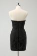 Sparkly Black Strapless Bodycon Mini Homecoming Dress For Cheap