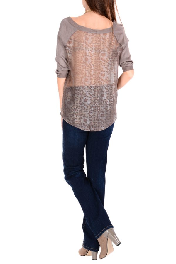 CYBELE Taupe Leopard Sheer Blouse Online now