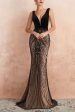 Sparkly Burgundy Mermaid Deep V Neck Long Prom Dress with Open Back Online Hot Sale