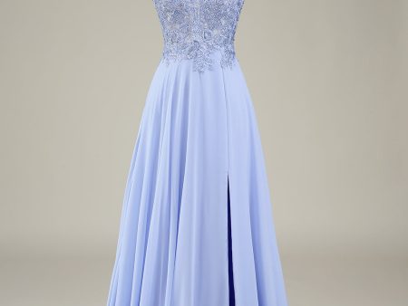 A-Line Lavender Long Prom Dress with Appliques Fashion