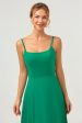 Elegant Green A Line Spaghetti Straps Chiffon Long Bridesmaid Dress on Sale