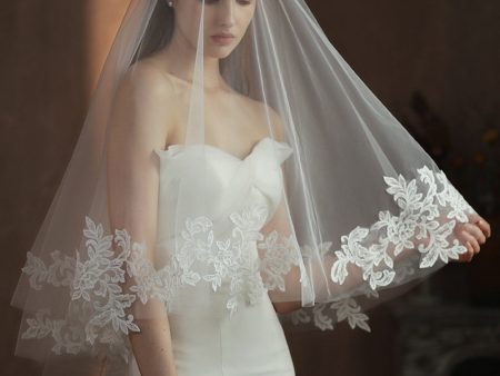 White Classic Two Tier Bridal Veil Sale