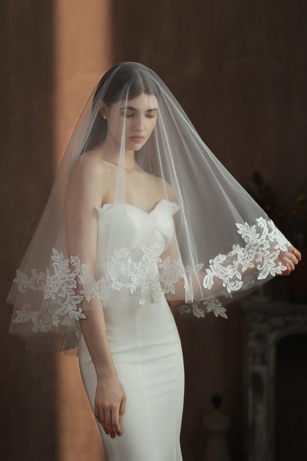 White Classic Two Tier Bridal Veil Sale