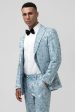 Light Blue Notched Lapel 2 Piece Jacquard Men s Prom Suits Online Sale