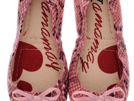 MIRIAM Pink Snakeprint Ballerinas Online Sale