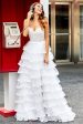 White A-Line Sparkly Sequin Ruffle Skirt Corset Tiered Prom Dress With Slit Hot on Sale