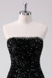 Sparkly Black A-Line Strapless Sequins Short Homecoming Dress Fashion