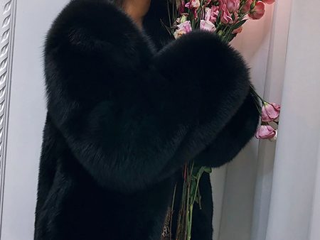 Black Open Front Faux Fur Women Coat Online Sale