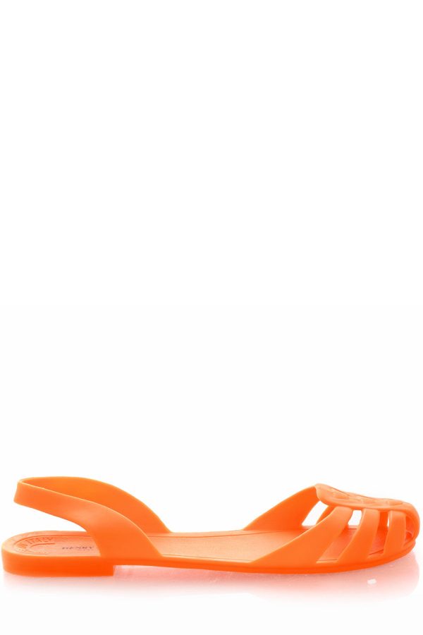 HENRY & HENRY MILA Orange Fluo Rubber Slingbacks Sale