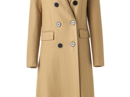 Camel Peak Lapel Long Women Coat on Sale