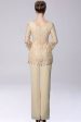 Champagne Jumpsuit Pantsuit Separates Chiffon Mother of the Bride Dress With Appliques Online