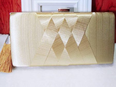 Golden Glitter Evening Clutch Bag With Tassel on Sale