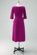 Grape Purple Asymmetrical Cocktail Dress with Half Sleeves Cheap