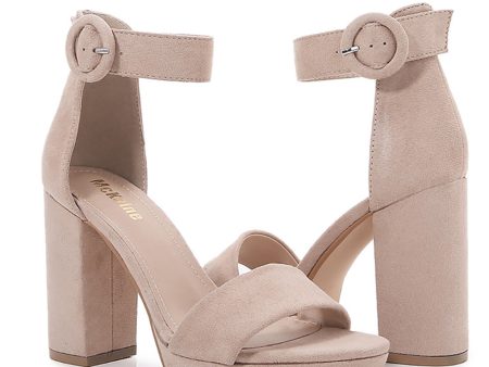 Apricot Pure Color Suede High Heels Fashion Sandals For Discount