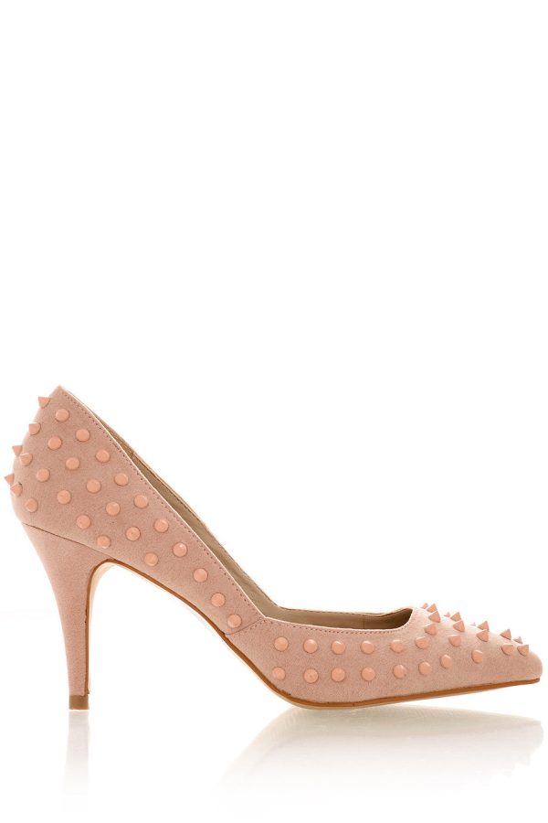 NELLIE Baby Pink Studded Pumps Cheap