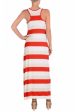 CARLOS MIELE KARLA Red and Beige Maxi Striped Dress For Sale