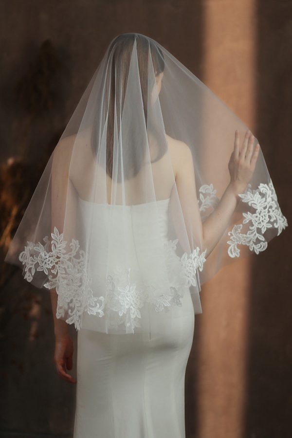 White Classic Two Tier Bridal Veil Sale