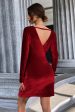 Burgundy V-Neck Velvet Short Party Dress Online