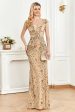 Beading Golden Sheath Formal Dress with V-neck Supply