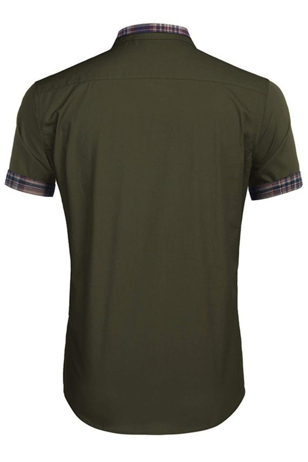 Army Green Short Sleeves Button Down Casual Men s Shirt For Discount