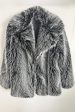 Fluffy Brown Notched Lapel Faux Fur Coat on Sale