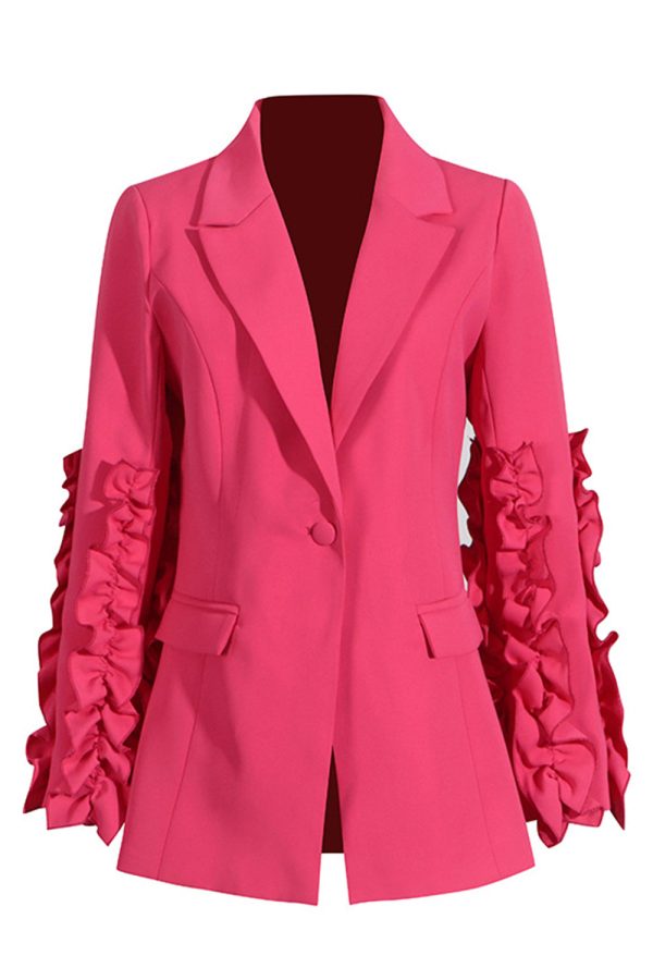 Fuchsia 2 Pieces Notched Lapel One Button Women Suits Hot on Sale