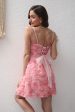 Pink Flower A-Line Spaghetti Straps Short Party Dress Cheap