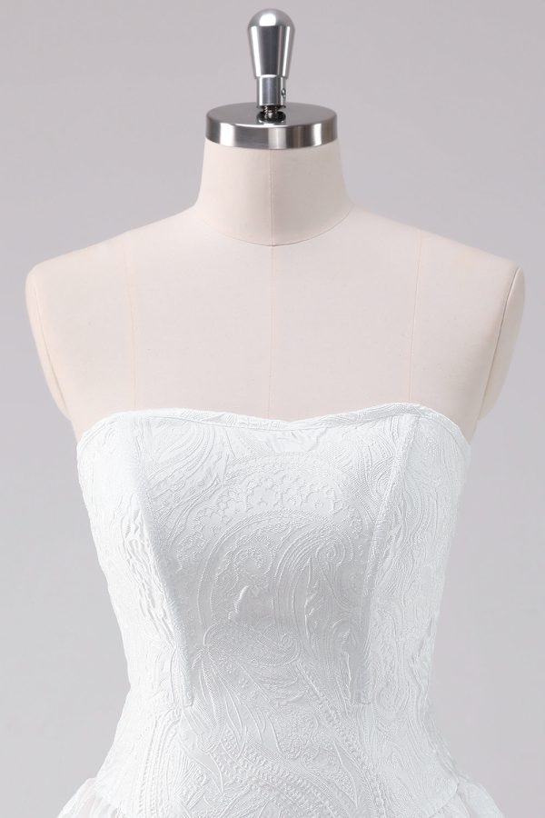 Simple White A-Line Strapless Short Homecoming Dress Sale