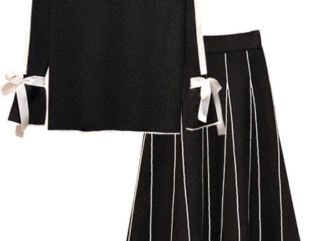 Indre Black & White Blouse and Skirt Set Online Sale