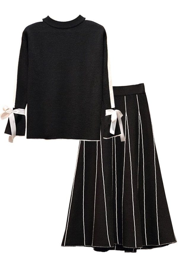 Indre Black & White Blouse and Skirt Set Online Sale