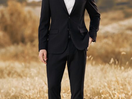 Black Notched Lapel Two Buttons Men s Wedding Suits Online Hot Sale