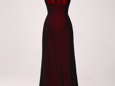 Black Red Sheath Bridesmaid Dress with Lace-up Back Online