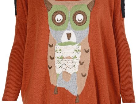 CUTE FOX Orange Long Sleeved Sweater Discount