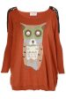 CUTE FOX Orange Long Sleeved Sweater Discount