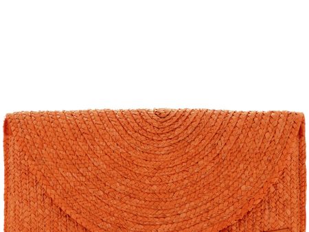 PENNY Orange Woven Clutch Online now