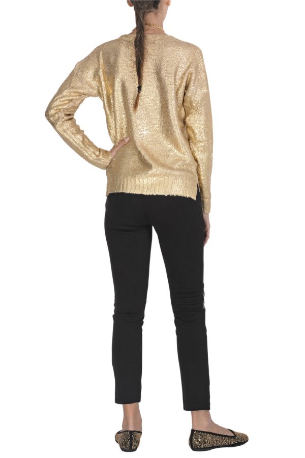 SIERA Metallic Gold Knitted Jumper Online Sale