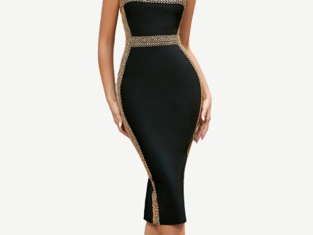 Black Golden Spaghetti Straps Cocktail Dress For Discount