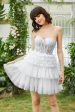 White Tiered Corset A-Line Tulle Cute Graduation Dress For Cheap