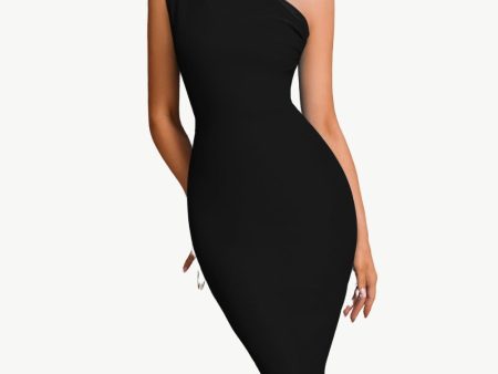 Bodycon One Shoulder Black Party Dress Fashion