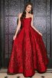 Princess A-Line Strapless Dark Red Corset Long Prom Dress with Accessory Hot on Sale