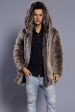 Brown Open Front Lapel Neck Long Faux Fur Men Coat For Discount