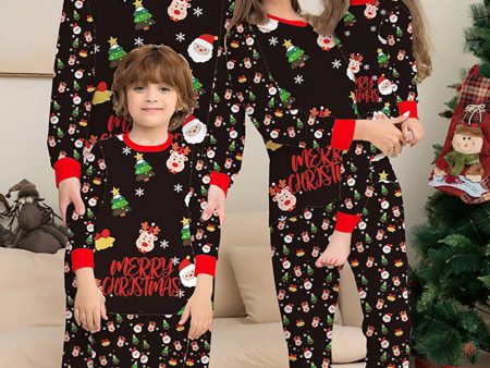 Santa Claus and Christmas Tree Black Family Matching Pajamas Set on Sale