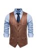 Brown V-Neck Suede Single-Breasted Men s Casual Vest Sale