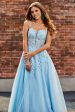 Gorgeous A Line Spaghetti Straps Light Blue Corset Prom Dress with Appliques Online